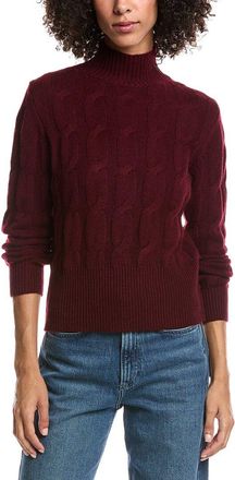 Forté Cashmere Cable Wool & Cashmere-Blend Mock Neck Sweater