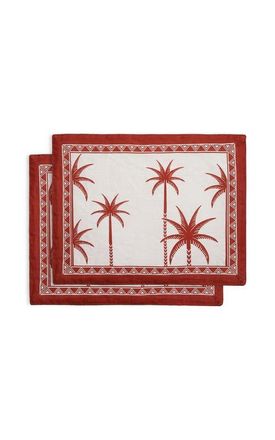La DoubleJ Placemat Set Of 2 in Date Palms Placemat Mattone at Nordstrom