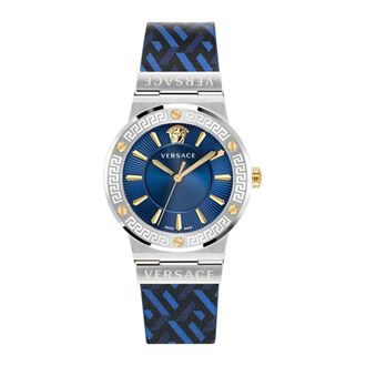 Versace Greca Logo Horloge - Dames - Horloges - Blauw - ONE Size - Leer - Accessoires