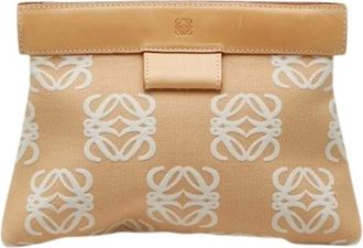 Loewe Pre-owned Clutches, female, Beige, Size: ONE SIZE Pre-owned Canvas Clutch