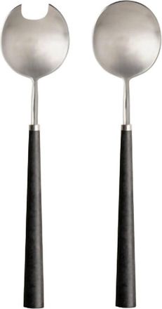 Costa Nova Pico Flatware Salad Serving - Set Of 2 In Black Cable/ Silver