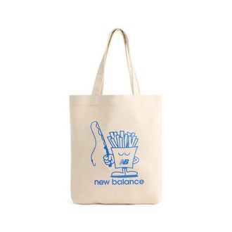 New Balance Unisex NB Graphic Tote in White/Blue Cotton, size OSZ