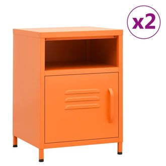 Berkfield Home Nightstands 2 pcs Orange 35x35x51 cm Steel | Size: 35 x 35 x 51 cm