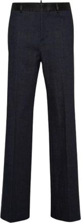 Dsquared2 Mid-Rise Geplooide Tailored Broek - Dames - Straight fit broeken - Blauw - M - Broeken