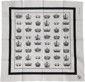 Dolce & Gabbana Witte Kroon Katoenen Vierkante Foulard Sjaal