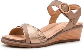 Clarks Kacha Twist Womens Wedge Shoes Taupe Combi Leather : 6.5 B - Medium