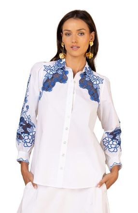 Hale Bob Vesper Poplin Shirt in Blue at Nordstrom, Size X-Small