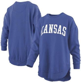 Pressbox Womens Pressbox Royal Kansas Jayhawks Melange Poncho Vintage Fleece Long Sleeve Pullover Sweatshirt at Nordstrom, Size X-Large