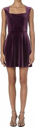 French Connection Square Neck Velvet Mini Dress In Burgandy Red