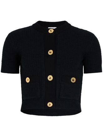 Patou cropped waffle-knit cardigan - women - Organic Cotton - M - Blue