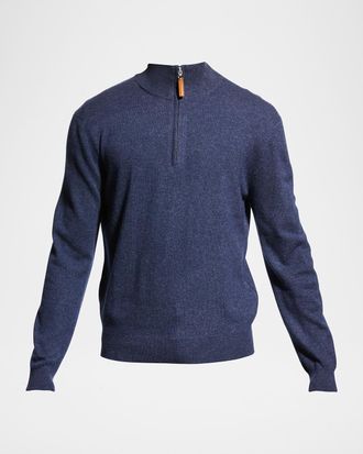 Neiman Marcus Men & apos;s Wool-Cashmere 1/4-Zip Sweater
