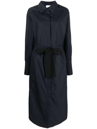 Patou belted long-sleeve shirt dress - women - Cotton - 34 - Blue