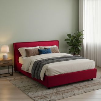 Dmora Cama Doble Bubbio, Cama Doble Desenfundable, Contenedor Hecho En Italia, Tama&ntilde;o Colch&oacute;n 160x200 Cm, Rojo