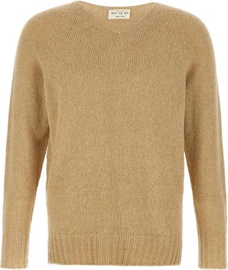 Maryya Boucl&eacute; Trui - Heren - V-hals truien - Beige - L - Katoen - Truien & Vesten