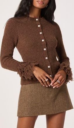 ASTR the Label Fringe Sleeve Cardigan in Brown at Nordstrom Rack, Size X-Small