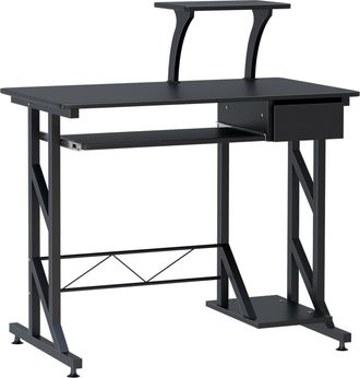 HOMCOM Homcom - Scrivania Per Computer Acciaio E Legno Con Cassetto E Ripiano Tastiera
