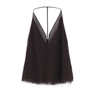 Alysi Sleeveless Tops, female, Brown, Size: M Fringed Shoulder Bag