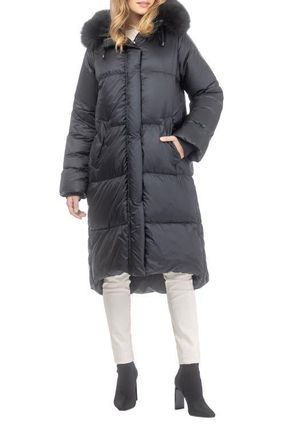 Gorski Apres-Ski Long Parka with Detachable Toscana Lamb Hood Trim in Black/black at Nordstrom, Size Large