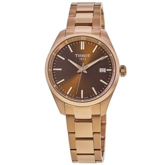 Tissot PR100 Brown Dial Rose Gold PVD Steel Womens Watch T150.210.33.291.00