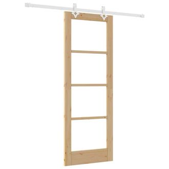 Berkfield Home Sliding Door with Hardware Set 73.5x198.5 cm Solid Wood Pine in Beige