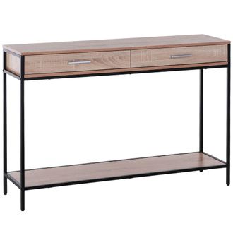 HOMCOM Mesa para recibidor 120x30x81,5 cm roble y negro