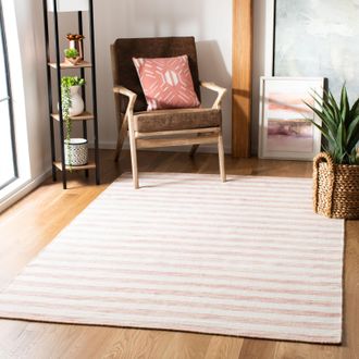 Safavieh Dhurries Hand Made Area Rug, Rust / Ivory Contemporary Style Non Shedding