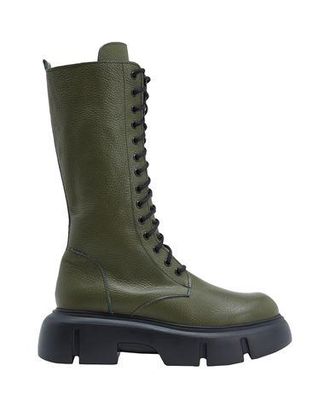 8 by YOOX LEATHER HIGH COMBAT ANKLE BOOTS