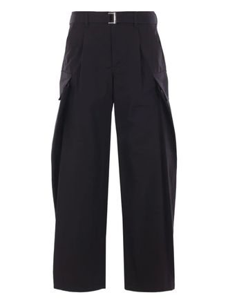 sacai belted wide-leg trousers - Black