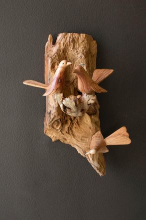 Kalalou Repurposed Wood And Hand Carved Bird Wall Sculpture