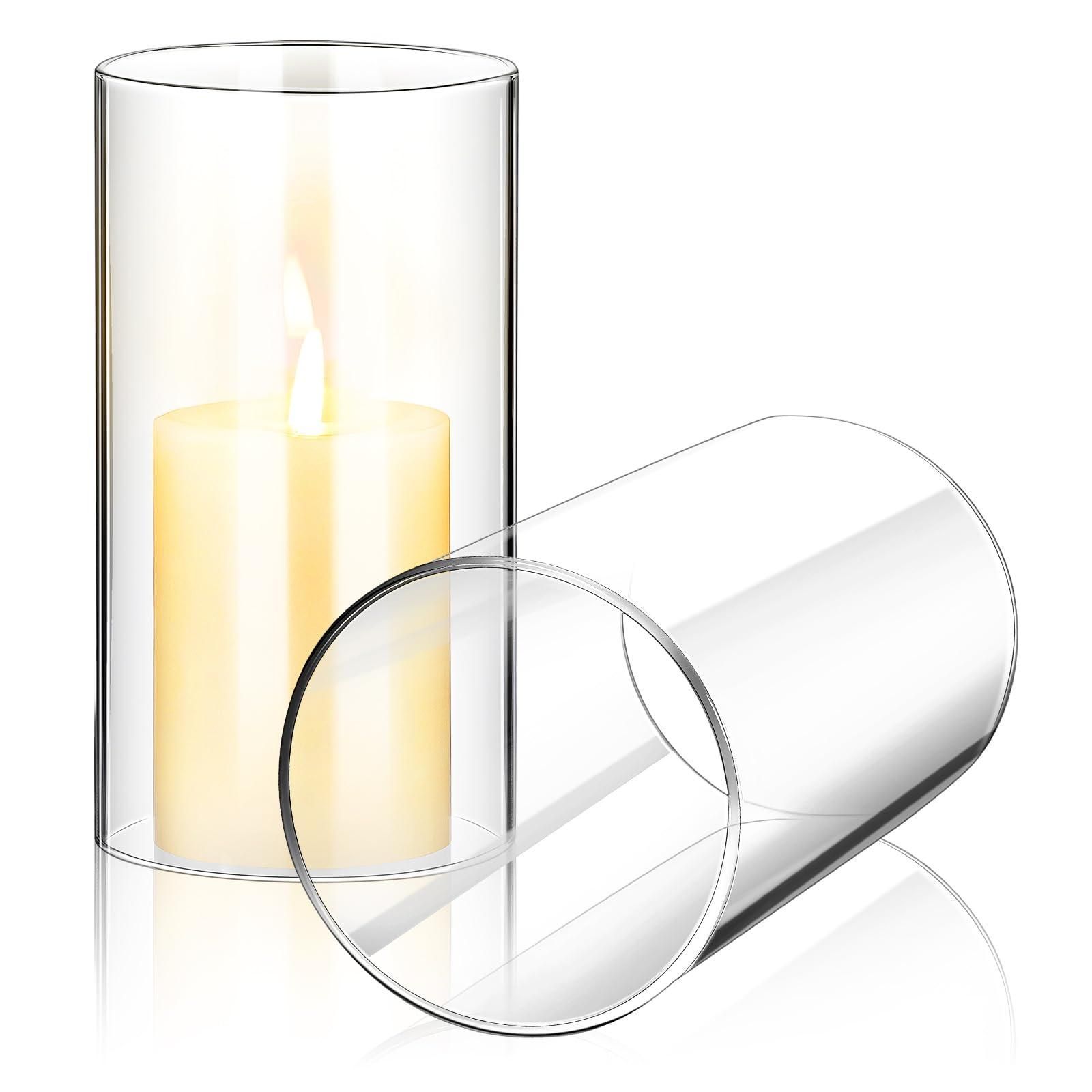 BESPORTBLE 2er Set Glaszylinder ohne Boden 8x15cm - Windlicht Glas für Kerzen & Teelichter - Transparentes Ersatzglas für Grablaterne & Tischdeko - Zylinder Kerz ab 20,79 €