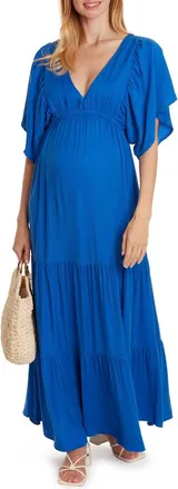 Cache Coeur Claudette Maternity maxi dress in Electric Blue at Nordstrom, Size X-Large