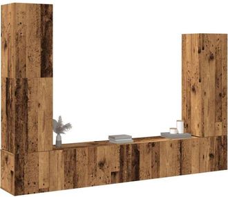 vidaXL Vidaxl - Conjunto De Mueble De Tv 4 Piezas Montado La Pared Madera Vieja