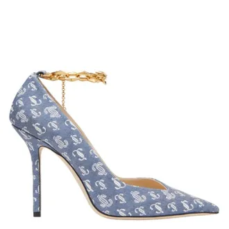 Jimmy Choo London Diamond Talura 100 Denim Pumps, Brand Size 36.5 ( US Size 6.5 )