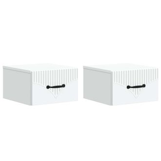 vidaXL Mesita De Noche De Pared Con Caj&oacute;n 2 Pcs 34,5 X 33 X 20 Cm Vidaxl