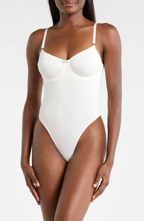 Kilo Brava Rib Underwire Bodysuit in White at Nordstrom, Size Xx-Large