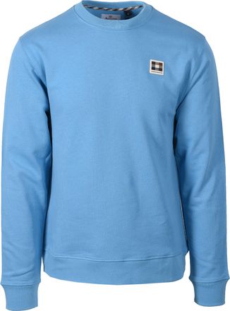 Aquascutum Mens BADGE CREWNECK SWEATSHIRT AVIO - Blue Cotton - Size X-Large