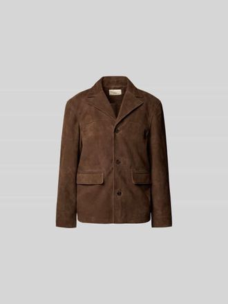 Officine G&eacute;n&eacute;rale Lederjacke aus echtem Ziegenleder in Dunkelbraun, Gr&ouml;&szlig;e XL