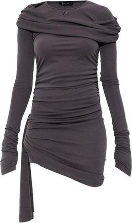 Misbhv draped ruched dress - women - Viscose/Polyester - M - Grey