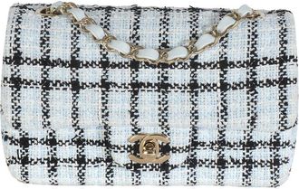 Chanel Black & Blue & White Quilted Tweed Mini Rectangular Flap Bag (Authentic Pre-Loved)