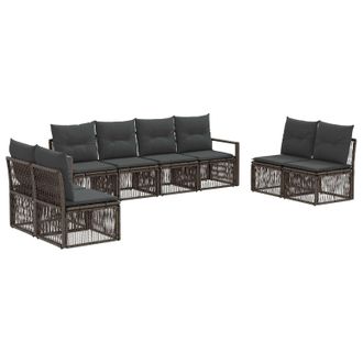 vidaXL Conjunto De Sof&aacute;s De Jard&iacute;n 8 Pcs Gris Rat&aacute;n Sint&eacute;tico Vidaxl