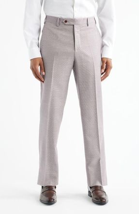 Zanella Devon Flat Front Plaid Wool Dress Pants in Red at Nordstrom, Size 32