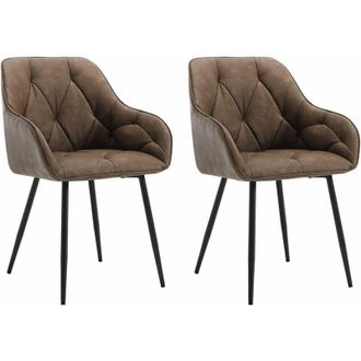 Woltu Set of 2x Faux Leather Dining Chairs Accent home & restaurants Dark Brown