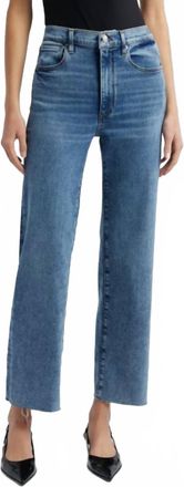 Frame Denim Le Sleek Straight Rowley Raw Fray Jeans In Blue