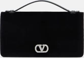 Valentino Garavani VLogo crystal-embellished velvet crossbody bag