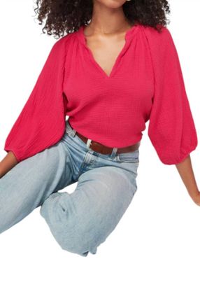 Nation Ltd Mimi Romance Blouse In Hibiscus