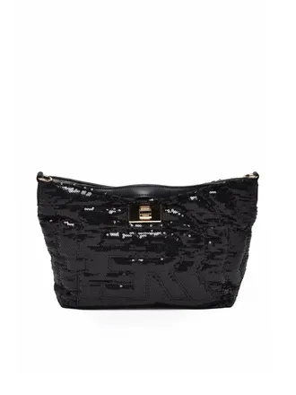Ermanno Scervino Black Polyester Sequin Shoulder Bag