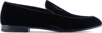 Giorgio Armani geborduurde fluwelen loafers met logo