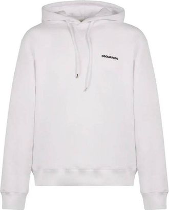 Dsquared2 Mens Headquarters Design Cool Fit White Hoodie Cotton - Size Medium