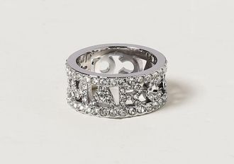 Marc Jacobs Anello The Monogram Marc Jacobs in ottone con strass incastonati