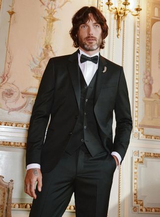 Le 31 Mens Solid stretch jacket Wool weave by Marzotto Stockholm fit - Slim